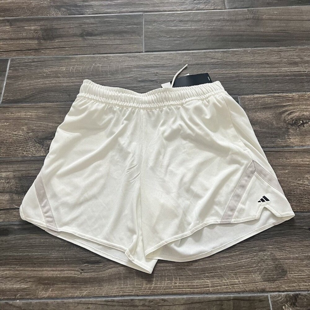 Women’s Adidas Basketball Shorts Beige W/ Vents Sz Small white Cream